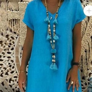 Cotton Blend Short Sleeve Dress